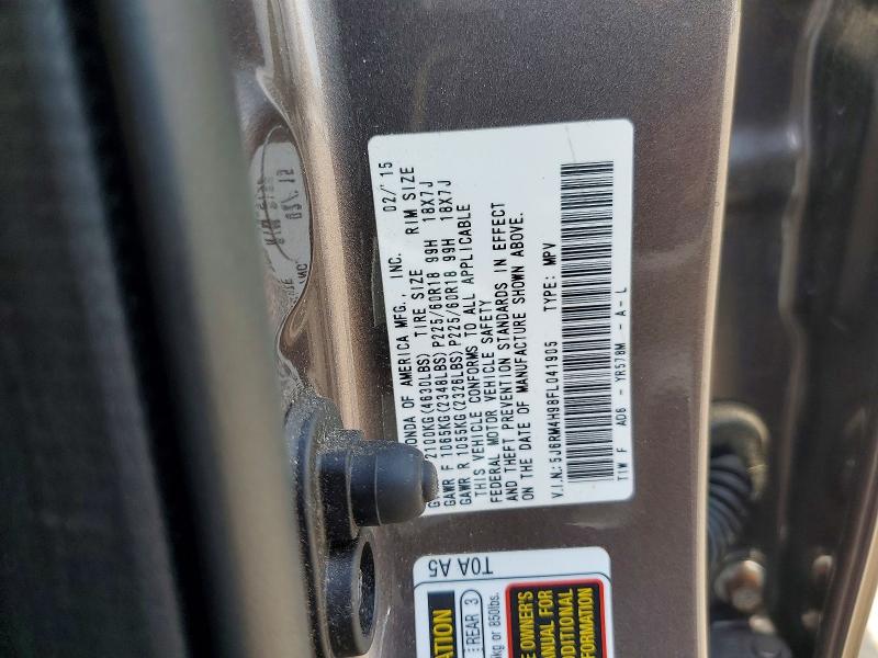 57015816 :رقم المزاد ، 5J6RM4H98FL041905 vin ، 2015 Honda Cr-v مزاد بيع