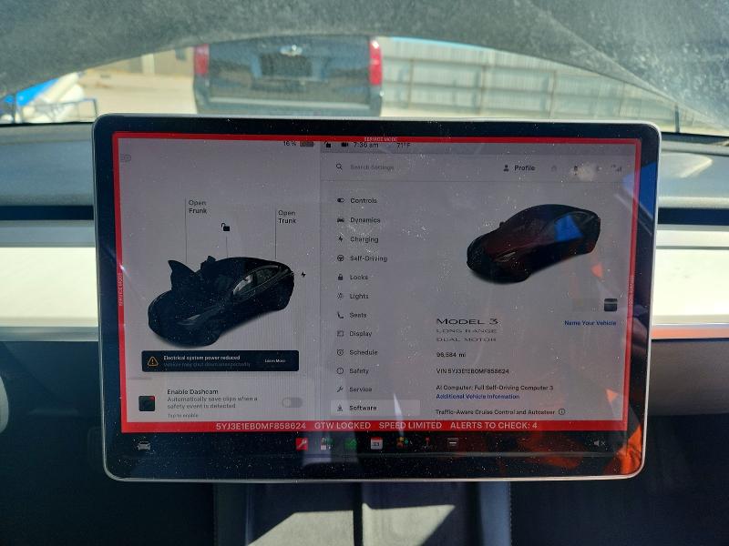 Aukcja sprzedaży 2021 Tesla Model 3, vin: 5YJ3E1EB0MF858624, numer aukcji: 57435496