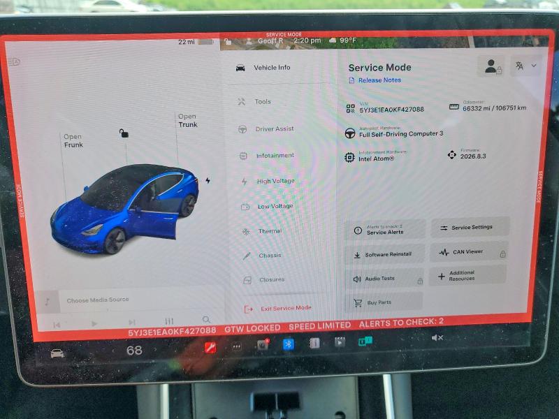 Продаж на аукціоні авто 2019 Tesla Model 3, vin: 5YJ3E1EA0KF427088, номер лоту: 59069196