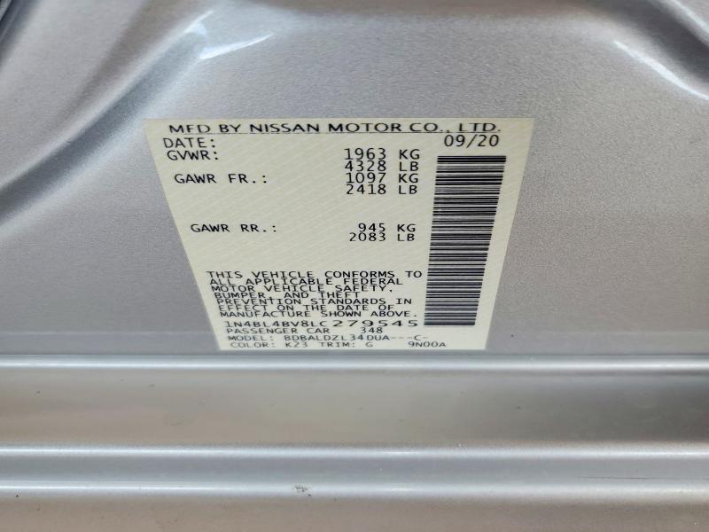 57632236 :رقم المزاد ، 1N4BL4BV8LC279545 vin ، 2020 Nissan Altima مزاد بيع