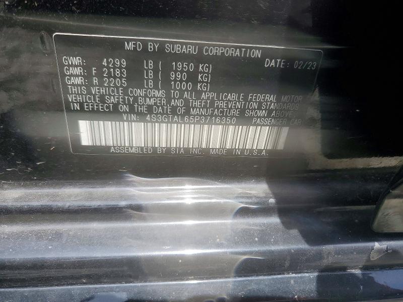 2023 Subaru Impreza მანქანა იყიდება აუქციონზე, vin: 4S3GTAL65P3716350, აუქციონის ნომერი: 56338256
