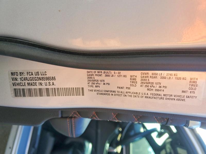 Продаж на аукціоні авто 2022 Jeep Grand Cherokee, vin: 1C4RJGEG3N8596586, номер лоту: 54124296