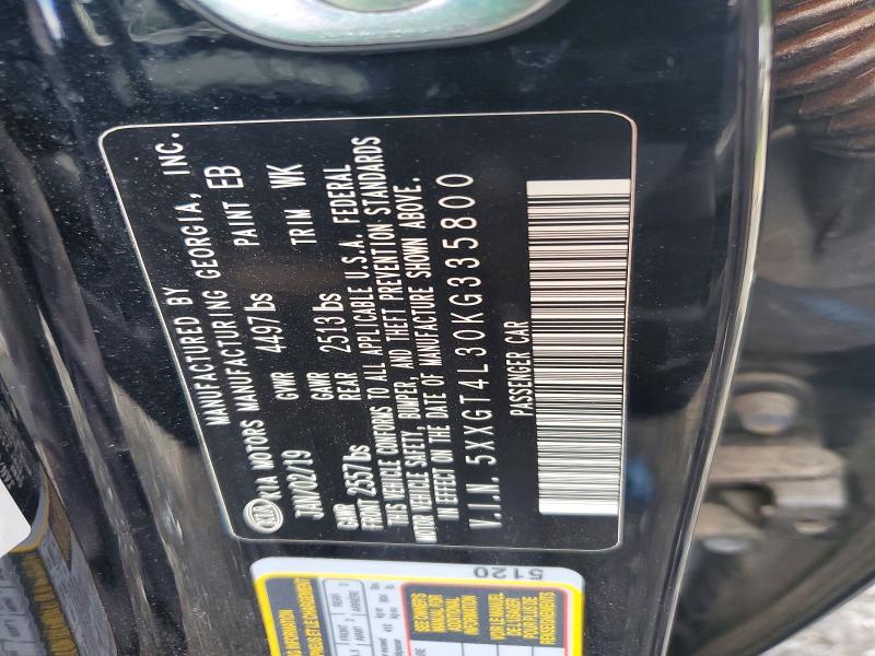 2019 Kia Optima მანქანა იყიდება აუქციონზე, vin: 5XXGT4L30KG335800, აუქციონის ნომერი: 57015846