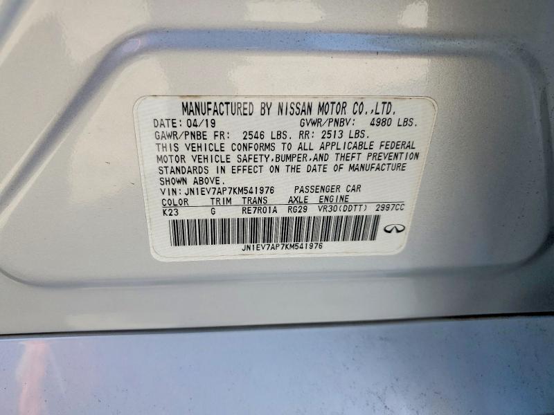 Продаж на аукціоні авто 2019 Infiniti Q50, vin: JN1EV7AP7KM541976, номер лоту: 55715546