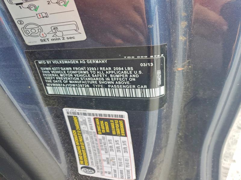 55757506 :رقم المزاد ، WVWBB7AJ1DW129726 vin ، 2013 Volkswagen Golf مزاد بيع