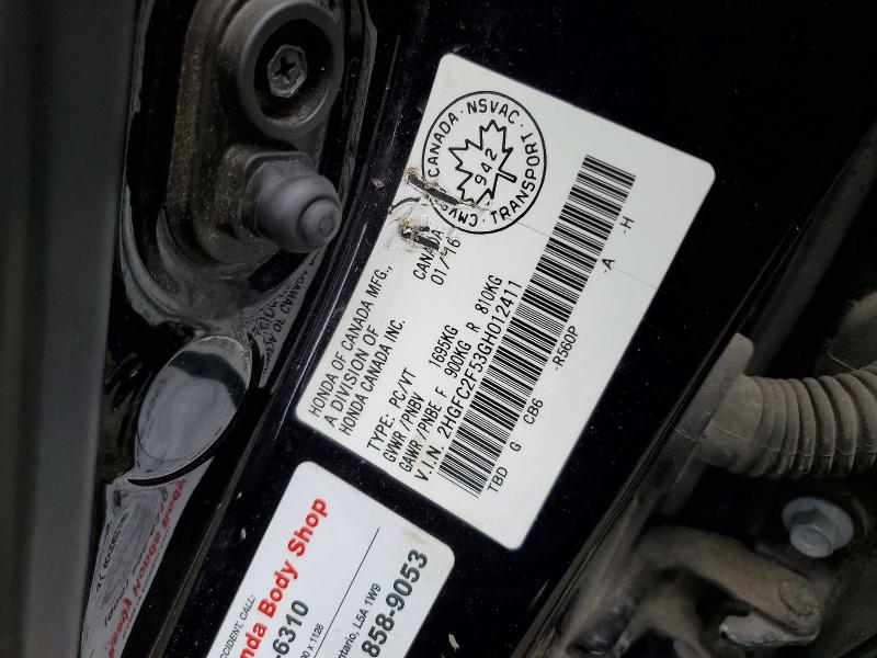 Aukcja sprzedaży 2016 Honda Civic, vin: 2HGFC2F53GH012411, numer aukcji: 56882966