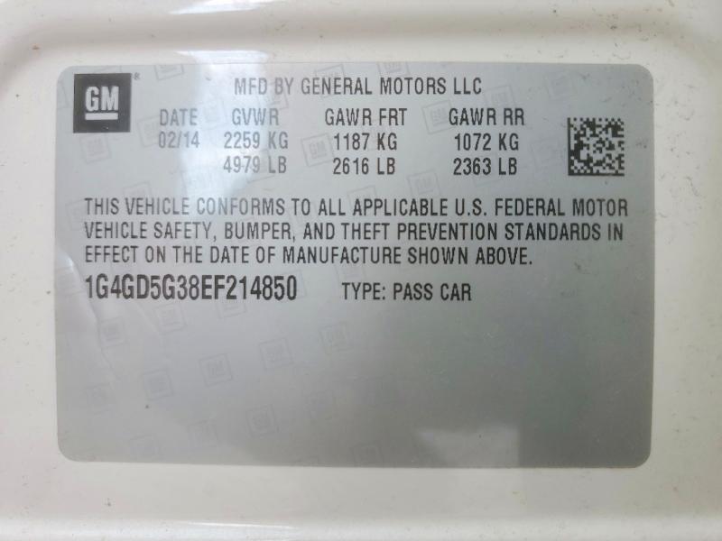 Продажа на аукционе авто 2014 Buick Lacrosse, vin: 1G4GD5G38EF214850, номер лота: 55500966