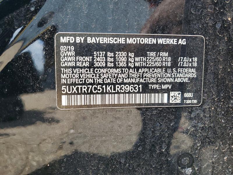 Aukcja sprzedaży 2019 Bmw X3, vin: 5UXTR7C51KLR39631, numer aukcji: 58940236