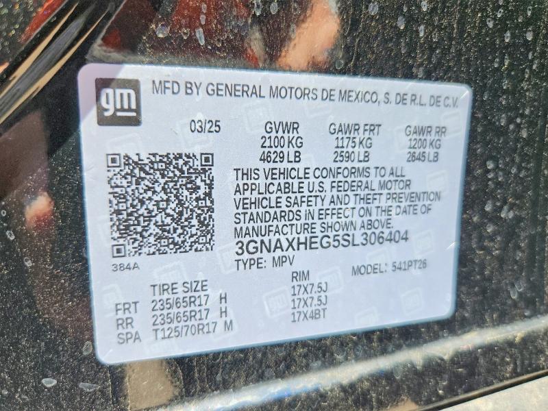 Aukcja sprzedaży 2025 Chevrolet Equinox, vin: 3GNAXHEG5SL306404, numer aukcji: 57549286