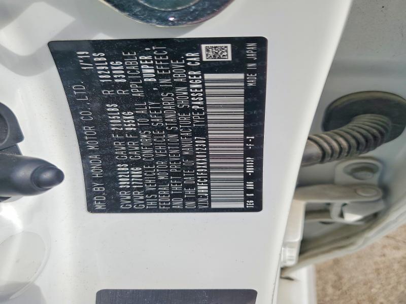 Aukcja sprzedaży 2019 Honda Civic, vin: JHMFC1F9XKX012307, numer aukcji: 56040496
