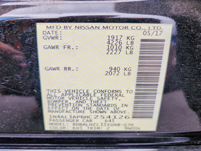 Продажа на аукционе авто 2017 Nissan Altima, vin: 1N4AL3AP6HC254126, номер лота: 56678856