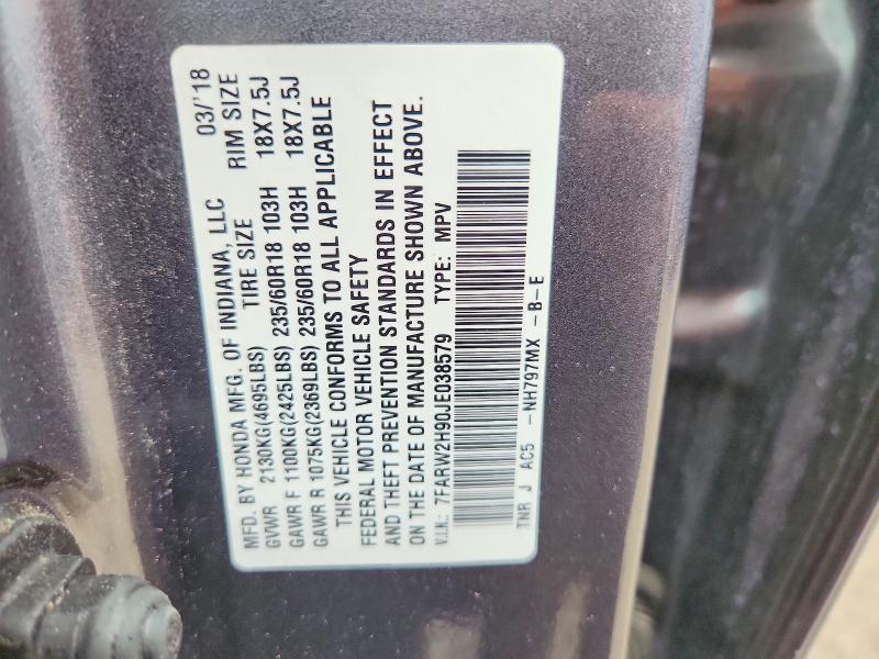 2018 Honda Cr-v მანქანა იყიდება აუქციონზე, vin: 7FARW2H90JE038579, აუქციონის ნომერი: 56109526