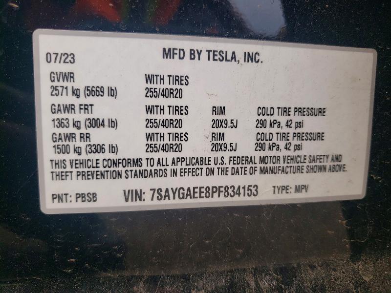 Продажа на аукционе авто 2023 Tesla Model Y, vin: 7SAYGAEE8PF834153, номер лота: 56151316