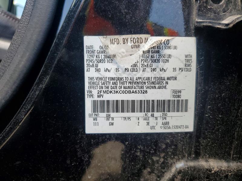 Aukcja sprzedaży 2013 Ford Edge, vin: 2FMDK3KC0DBA63328, numer aukcji: 57948166