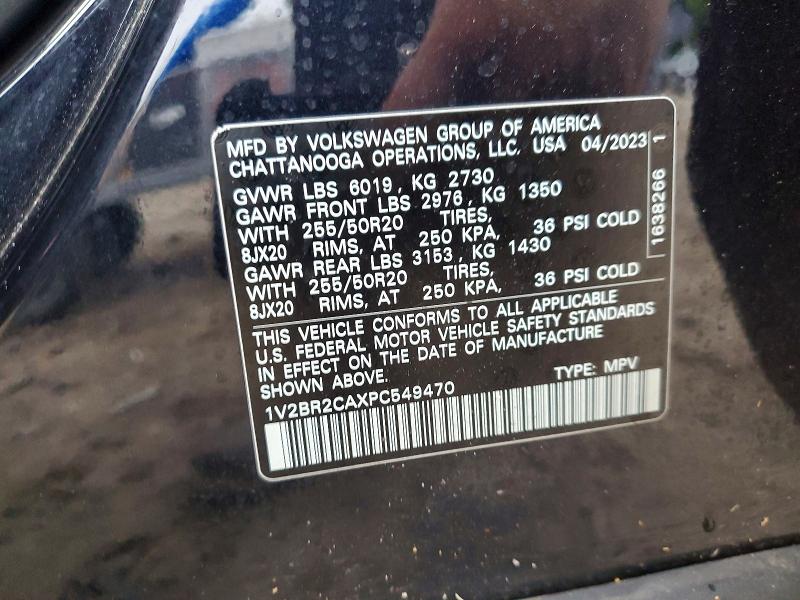 Продажа на аукционе авто 2023 Volkswagen Atlas, vin: 1V2BR2CAXPC549470, номер лота: 57875526
