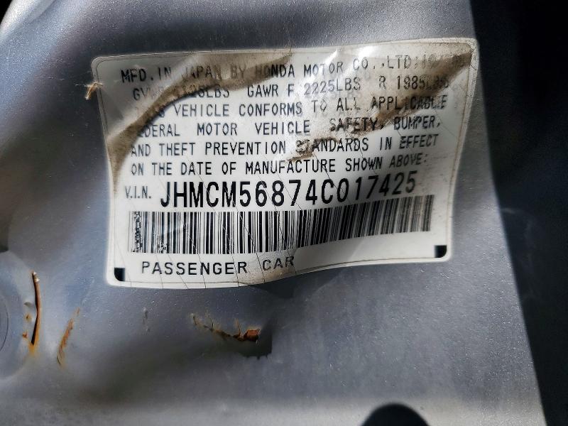 54561266 :رقم المزاد ، JHMCM56874C017425 vin ، 2004 Honda Accord مزاد بيع