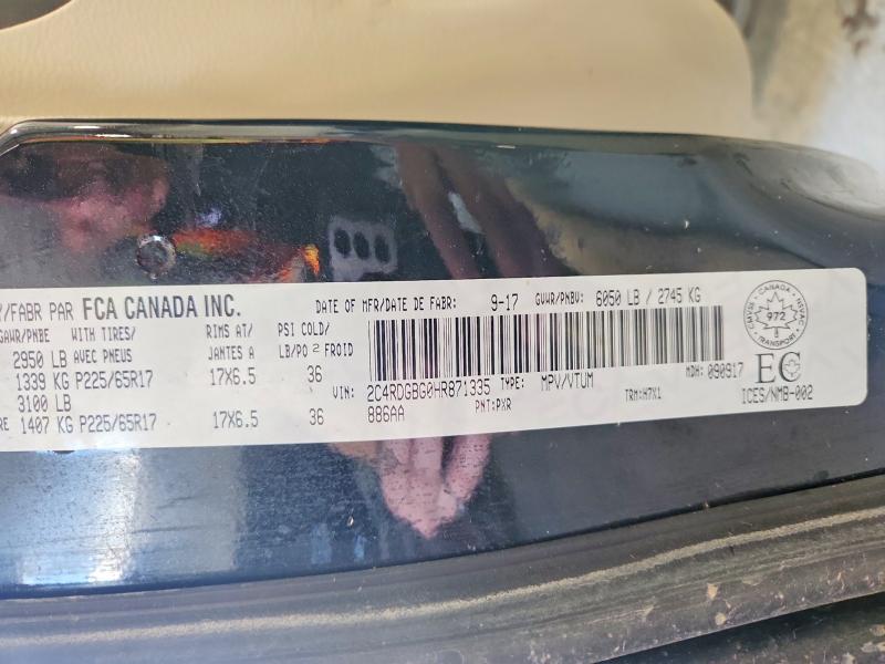 2017 Dodge Grand Caravan მანქანა იყიდება აუქციონზე, vin: 2C4RDGBG0HR871335, აუქციონის ნომერი: 56854956