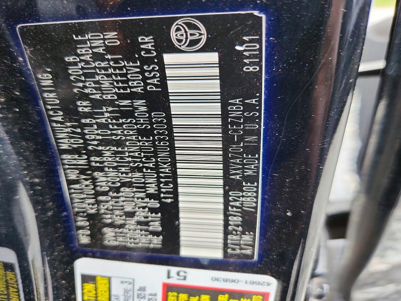 56411456 :رقم المزاد ، 4T1C11AK0NU633030 vin ، 2022 Toyota Camry مزاد بيع