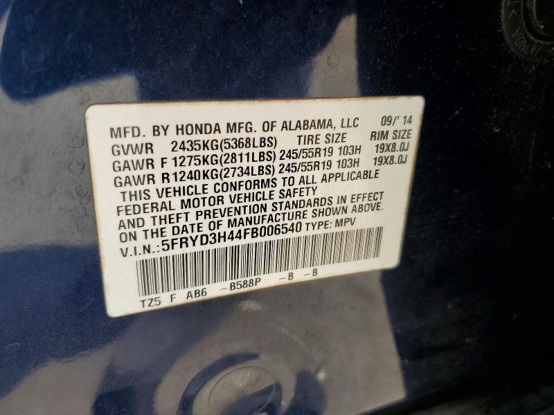 Aukcja sprzedaży 2015 Acura Mdx, vin: 5FRYD3H44FB006540, numer aukcji: 58531306