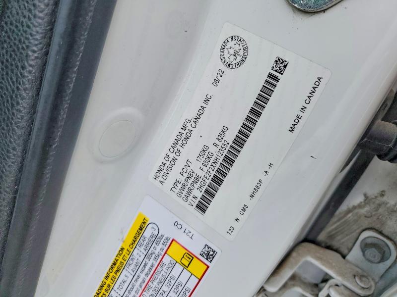 Aukcja sprzedaży 2022 Honda Civic, vin: 2HGFE2F2XNH123552, numer aukcji: 56829656