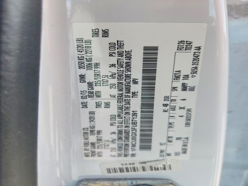 Продажа на аукционе авто 2015 Ford Escape, vin: 1FMCU0GX3FUB71391, номер лота: 55397576