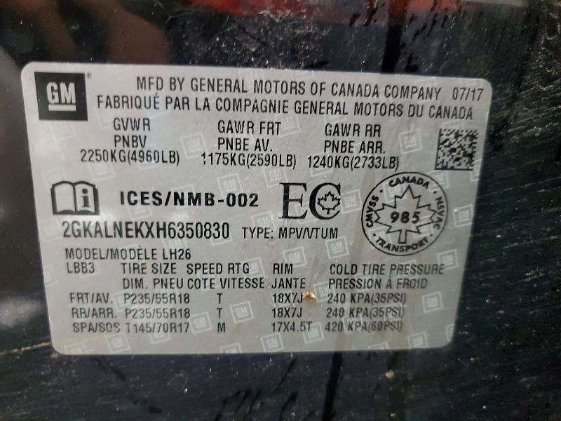 58535846 :رقم المزاد ، 2GKALNEKXH6350830 vin ، 2017 Gmc Terrain مزاد بيع