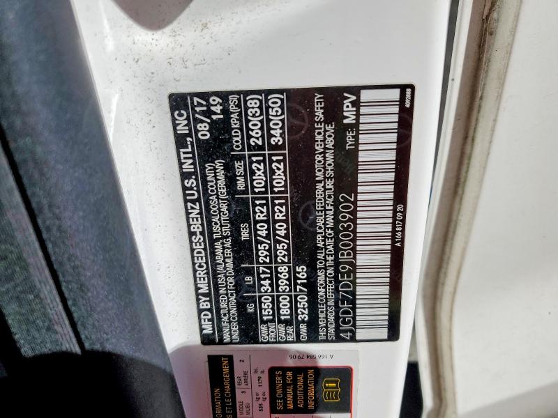 2018 Mercedes-benz Gls მანქანა იყიდება აუქციონზე, vin: 4JGDF7DE9JB003902, აუქციონის ნომერი: 56020926