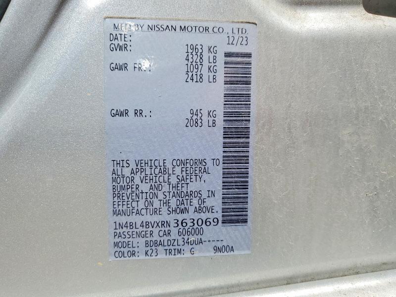 Продажа на аукционе авто 2024 Nissan Altima, vin: 1N4BL4BVXRN363069, номер лота: 56104566