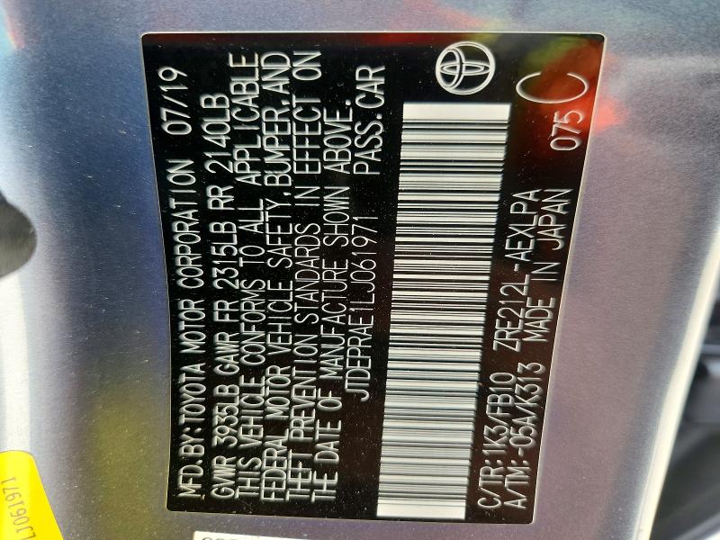 Aukcja sprzedaży 2020 Toyota Corolla, vin: JTDEPRAE1LJ061971, numer aukcji: 56781426