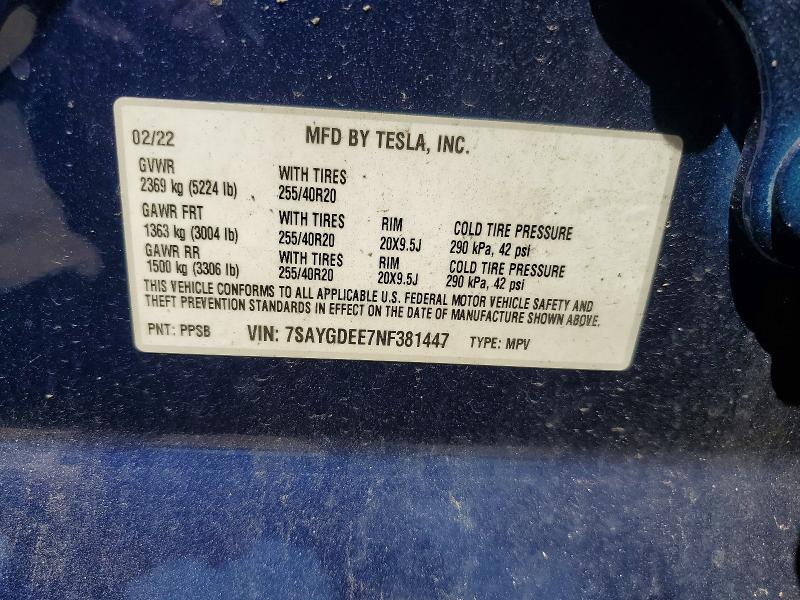 Продаж на аукціоні авто 2022 Tesla Model Y, vin: 7SAYGDEE7NF381447, номер лоту: 56114366