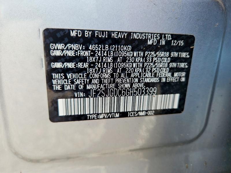Продажа на аукционе авто 2016 Subaru Forester, vin: JF2SJGDC6GH503399, номер лота: 54690056