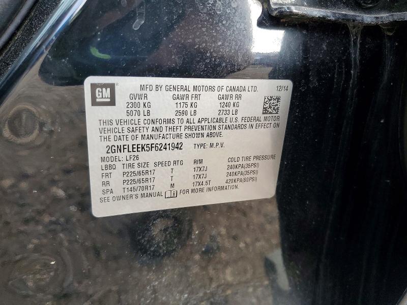 2015 Chevrolet Equinox მანქანა იყიდება აუქციონზე, vin: 2GNFLEEK5F6241942, აუქციონის ნომერი: 57826646