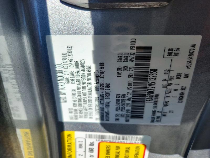 2022 Ford Mustang მანქანა იყიდება აუქციონზე, vin: 1FA6P8CF2N5132858, აუქციონის ნომერი: 56327226