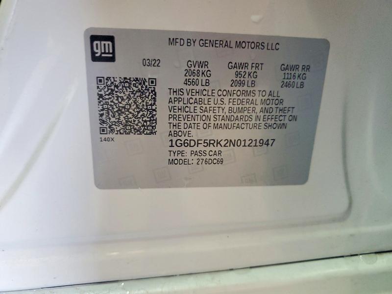 55648486 :رقم المزاد ، 1G6DF5RK2N0121947 vin ، 2022 Cadillac Ct4 مزاد بيع