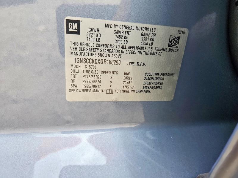 Aukcja sprzedaży 2016 Chevrolet Tahoe, vin: 1GNSCCKCXGR188290, numer aukcji: 56746876