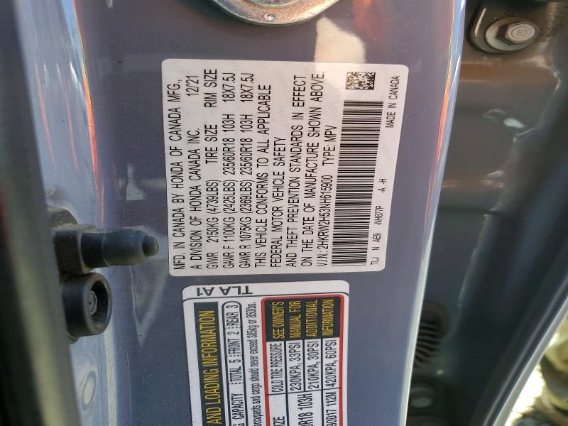 Продаж на аукціоні авто 2022 Honda Cr-v, vin: 2HKRW2H53NH615900, номер лоту: 55438806