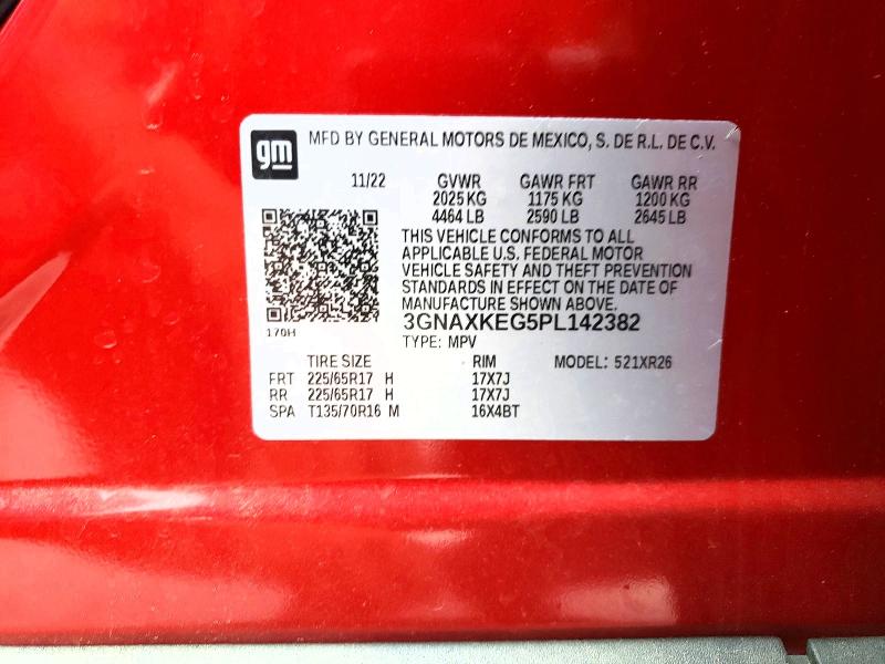 2023 Chevrolet Equinox მანქანა იყიდება აუქციონზე, vin: 3GNAXKEG5PL142382, აუქციონის ნომერი: 57065356