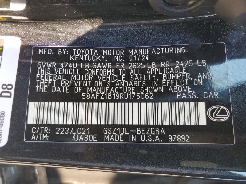Aukcja sprzedaży 2024 Lexus Es 350, vin: 58AFZ1B19RU175062, numer aukcji: 58296786