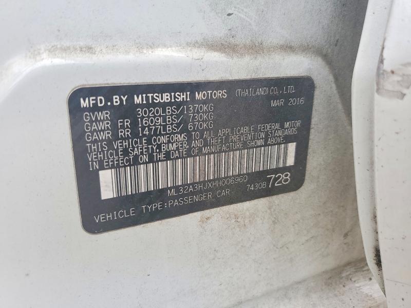 Продаж на аукціоні авто 2017 Mitsubishi Mirage, vin: ML32A3HJXHH006960, номер лоту: 58784276