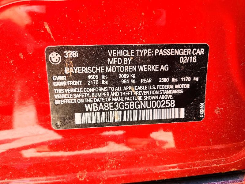 Продажа на аукционе авто 2016 Bmw 328, vin: WBA8E3G58GNU00258, номер лота: 56845876