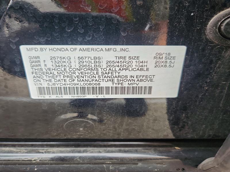 Продажа на аукционе авто 2019 Acura Mdx, vin: 5J8YD4H09KL008068, номер лота: 55744786
