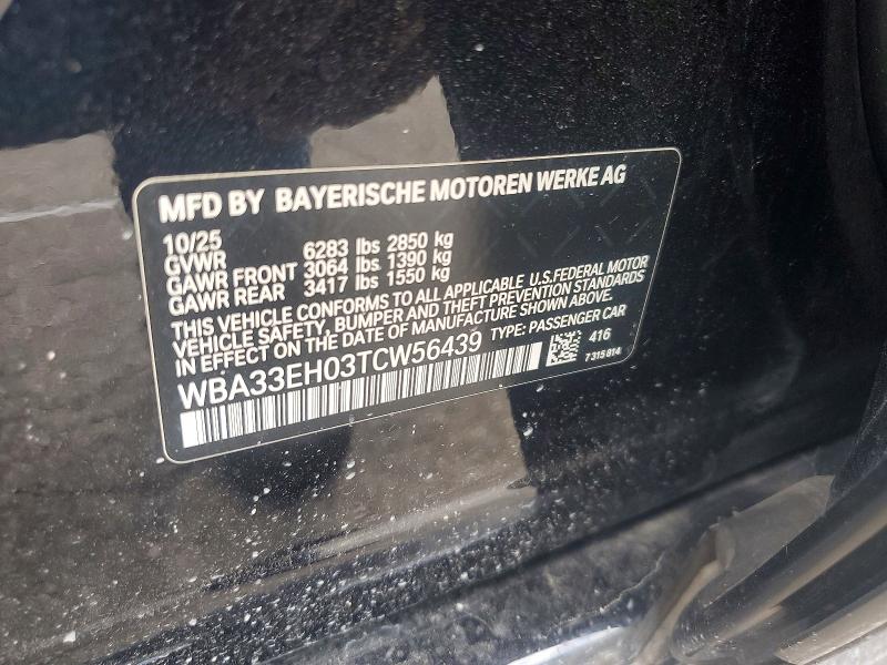 57646126 :رقم المزاد ، WBA33EH03TCW56439 vin ، 2026 Bmw 740 مزاد بيع