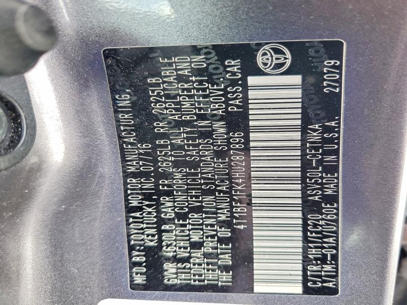 Продажа на аукционе авто 2017 Toyota Camry, vin: 4T1BF1FK4HU287896, номер лота: 58093786