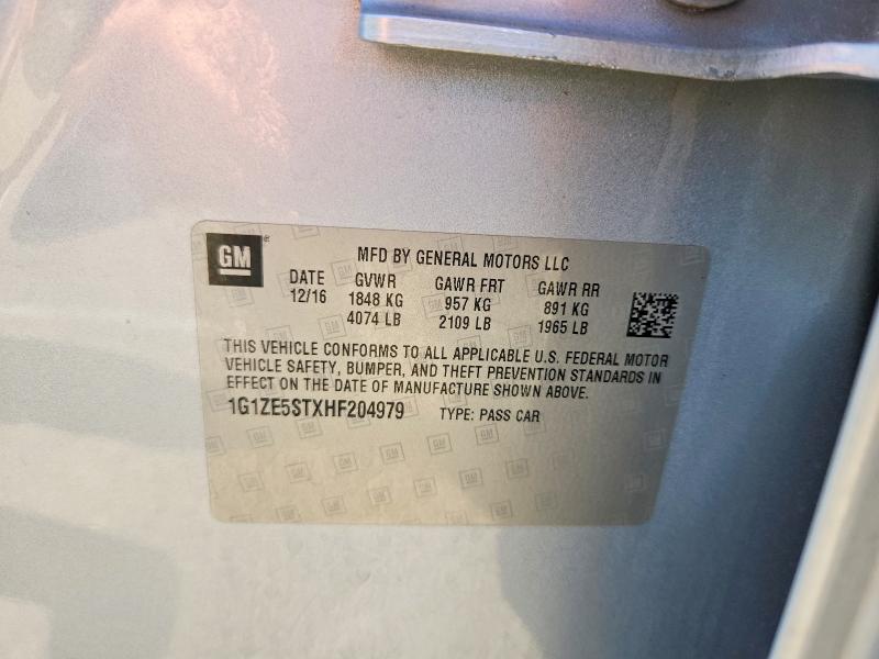 Auction sale of the 2017 Chevrolet Malibu, vin: 1G1ZE5STXHF204979, lot number: 55990286
