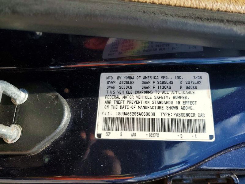 Aukcja sprzedaży 2005 Acura Tl, vin: 19UUA66295A069038, numer aukcji: 58941476