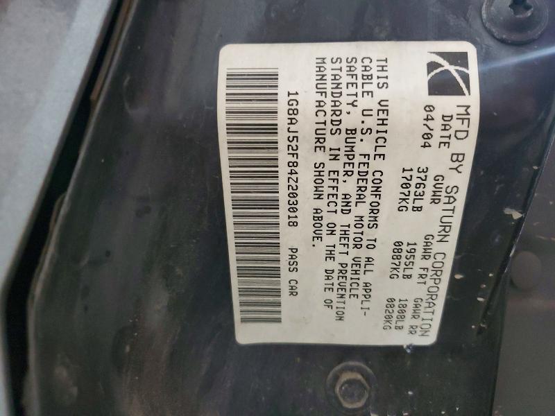 Aukcja sprzedaży 2004 Saturn Ion, vin: 1G8AJ52F84Z203018, numer aukcji: 56028196