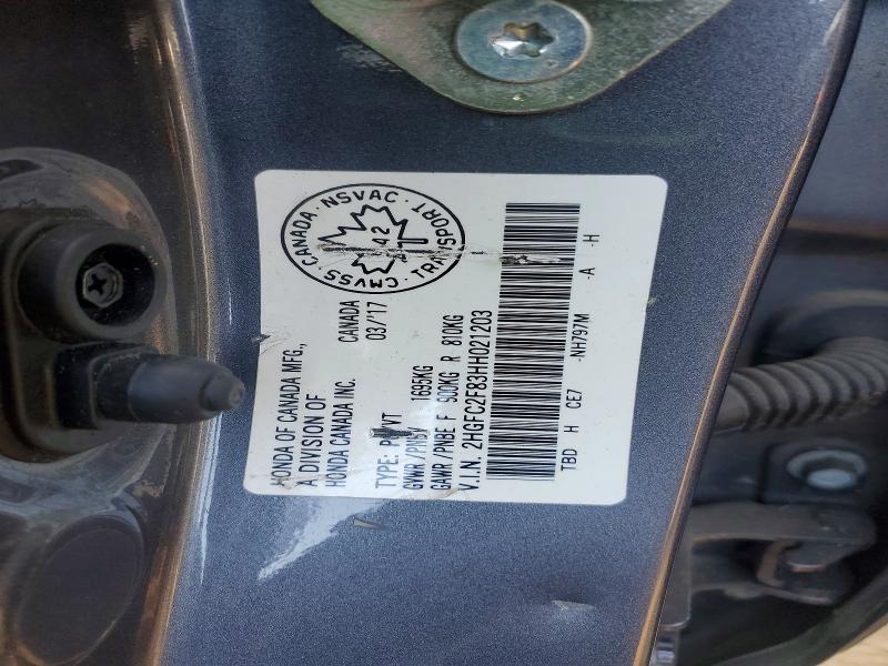 Продажа на аукционе авто 2017 Honda Civic, vin: 2HGFC2F83HH021203, номер лота: 85773405
