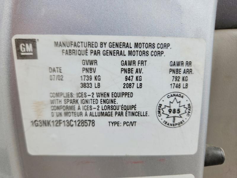 2003 Oldsmobile Alero მანქანა იყიდება აუქციონზე, vin: 1G3NK12F13C128578, აუქციონის ნომერი: 55570746