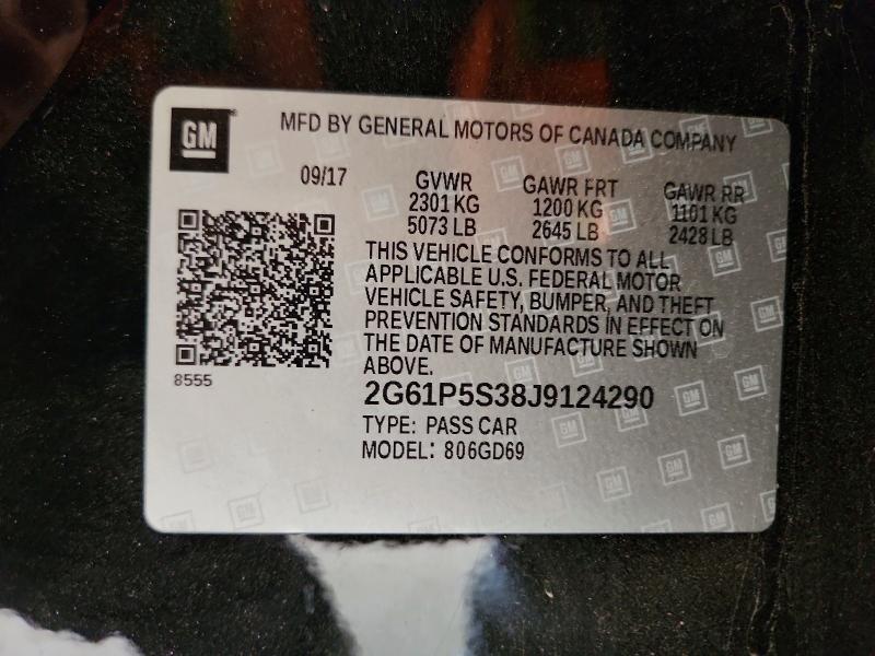 58324136 :رقم المزاد ، 2G61P5S38J9124290 vin ، 2018 Cadillac Xts مزاد بيع