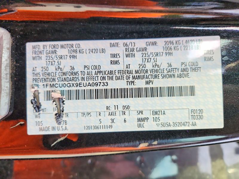 58919606 :رقم المزاد ، 1FMCU0GX9EUA09733 vin ، 2014 Ford Escape مزاد بيع